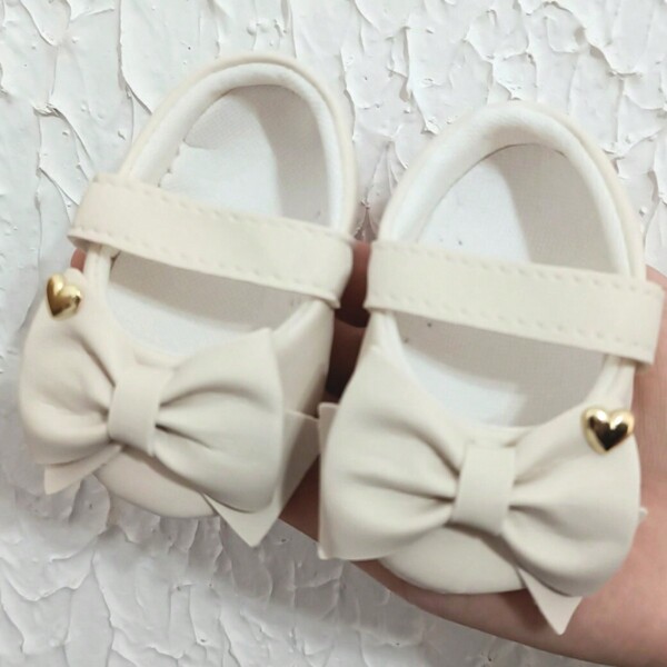 sapatilha de menina infantil bebe boneca marfim
