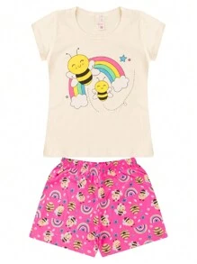 Kit With 4 Girls' Summer Pajamas In Printed Mesh - Nhiều màu - Xem 3