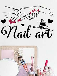 1pc Cartoon Nail Art Manicure Salon Decor Decal Sticker, Girl Beauty DIY Adhesive Wall Sticker,Stickers,Wall Decal,Vinly Decal For Home Decorations,Spring Decoration Items Refesh Your Home,Rama Decoration Stickers Gifts Birthday Graduation