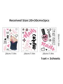 1pc Cartoon Nail Art Manicure Salon Decor Decal Sticker, Girl Beauty DIY Adhesive Wall Sticker,Stickers,Wall Decal,Vinly Decal For Home Decorations,Spring Decoration Items Refesh Your Home,Rama Decoration Stickers Gifts Birthday Graduation