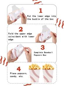 10 piezas Caja de papel con estilo de béisbol para palomitas de maíz, caja contenedora de alimentos, suministros de decoración para fiestas de cumpleaños, día de San Valentín, eventos deportivos y noches de cine familiar con tema de competencia deportiva