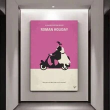 A Roman Holiday Movie Canvas Wall Art Print, Classic Movie Poster With Frame, Wall-Hanging Decoration Suitable For Bedrooms And Offices - No Power Required - Framed(框架) - 查看 7