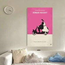 A Roman Holiday Movie Canvas Wall Art Print, Classic Movie Poster With Frame, Wall-Hanging Decoration Suitable For Bedrooms And Offices - No Power Required - Framed(框架) - 查看 4