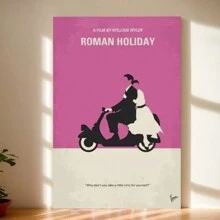 A Roman Holiday Movie Canvas Wall Art Print, Classic Movie Poster With Frame, Wall-Hanging Decoration Suitable For Bedrooms And Offices - No Power Required - Framed(框架) - 查看 2