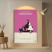 A Roman Holiday Movie Canvas Wall Art Print, Classic Movie Poster With Frame, Wall-Hanging Decoration Suitable For Bedrooms And Offices - No Power Required - Framed(框架) - 查看 6