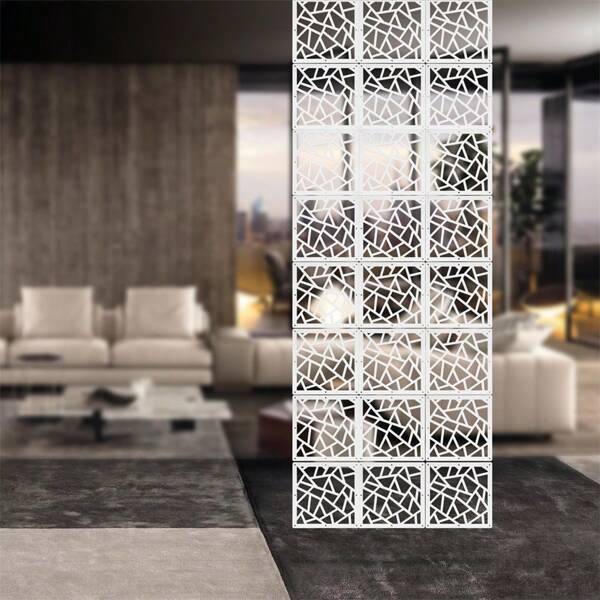 24-Piece Carved Hanging Soft Curtains (29*29) - Flower Pattern/Checkered Pattern, Stylish European Hanging Screen, Living Room, Dining Room, Bedroom, Entrance Room Divider, Folding Office Screen.