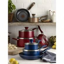 T-Fal Excite ProGlide Nonstick Thermo-Spot Heat Indicator Dishwasher Oven Safe Cookware Set, 14-Piece, Blue - Blue - View 5