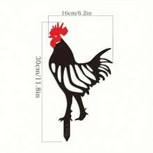 1 szt. 30 cm długi czarny żelazny palik ogrodowy kogut i kura, metalowa dekoracja podwórka na Halloween, Boże Narodzenie, ogród, doniczka, dekoracja domu