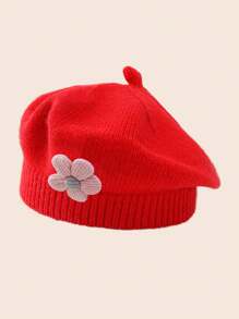 1 st. Kinderhoed Vrouwelijke Baby Schattige Bloem Baret Meisjes Gebreide Wollen Hoed Zoete Schildershoed Geschikt voor Dagelijks Gebruik In De Herfst En Winter Seizoen