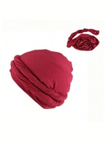 1 件装男士头巾帽丝滑缎面衬里头带扭纹帽带缎面衬里头带男女时尚男士嘻哈帽头带头巾睡帽睡帽 - A - 查看 7