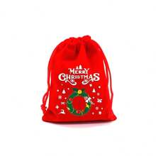 1 bolsa de regalo de Navidad - 1 pieza aleatoria de bolsa de regalo de franela con cordón, bolsa de embalaje de caramelos, 12 piezas (rojo) - Multicolor - Ver 10