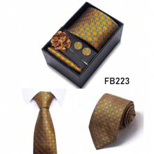 AlanKing 1 件圣诞礼物男士领带时尚设计英伦风格正式商务婚礼领带礼盒装男士领带 - 混色 - 查看 19