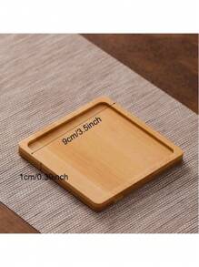 6 件装竹杯垫套装带支架，适用于咖啡桌，盆栽木质杯垫，办公桌保护，乔迁礼物，方形/圆形竹杯垫适用于花盆、饮料托盘、办公桌盆栽植物保护 - 彩色 - 查看 6