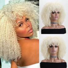 16" Short Curly Afro Kinky Wig, Multi-Color Fluffy Synthetic Fiber Wig, Suitable For Daily Wear, Holiday, Wedding, Birthday, Party, Halloween Costume - 彩色 - 查看 18