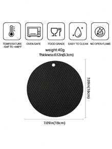 Pack Of 4, Multi-Purpose Silicone Thermal Insulation Pad, Microwave Oven Pad, Kitchen Thermal Pad, Hot Dish Thermal Insulation Pad, Placemat, Suitable For Hot Pot Pots, Bowls, Kitchen Counters, Heat Resistant - Black - View 2