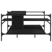 Stylish Black Coffee Table 100x100 Cm Engineered Wood For Living Room Modern Design - Black - View 5