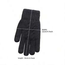 2pcs Winter Gloves Thermal Lined Thick, Korean Style, Cute, Anti-Cold, Touchscreen, Knitted, Random Colors & Letters - Multicolor - View 7