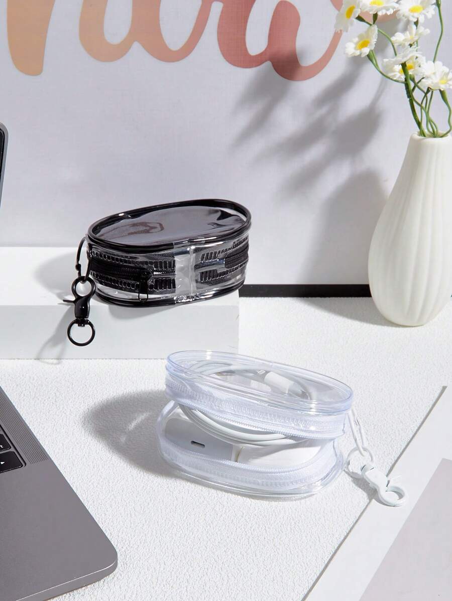 1 件便携式数据线充电器存储透明卷绕透明拉链储物袋紧凑型多功能收纳袋带钥匙扣环汽车钥匙扣包饰物适合日常休闲外出佩戴旅行储物派对奖品生日毕业圣诞节节日礼物送给男朋友女朋友家人老师员工。 - 彩色 - 查看 1