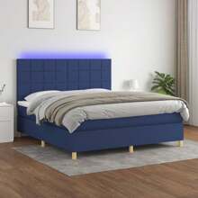 Luxurious Blue Fabric Box Spring Bed With Comfortable Mattress 180x200 Cm - 藍色 - 查看 1