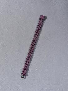 1pc 14mm Width Rhinestone Rhombus Cuban Link Bracelet, European And American Hip Hop Cool Bracelet Accessories, Boyfriend Gift