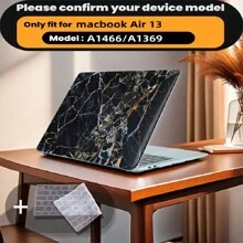 有 4 种大理石图案可供选择，并配有键盘保护膜。它与 MacBook Air Pro 保护套、13/14/15/16 英寸电脑保护套兼容，并配有键盘保护膜，A1370、A1534、A1502、A1707、A2337、A1932、A2179、A2338、A1706、A1708、A2681 塑料硬壳笔记本电脑保护套，黑色、蓝色大理石图案 A2485 A2442、A1466 A1369