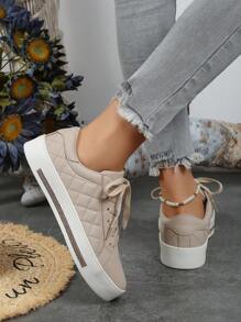 2024 New Anti-Slip, Shock-Absorbing And Comfortable Cushioned Apricot Color Fashion Ladies Skate Sneakers - Apricot - View 4