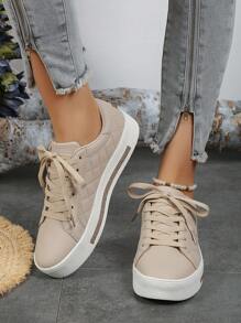 2024 New Anti-Slip, Shock-Absorbing And Comfortable Cushioned Apricot Color Fashion Ladies Skate Sneakers - Apricot - View 3