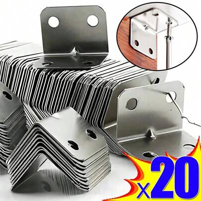 10/20/40pcs HORN Stainless Steel Corner Brackets - Durable, Silvery, 31*24*24mm, For Chairs, Bookshelves, Doors, Tables, Beds, Cabinets, With Easy Assembly, Non-Electric, Industrial Tool, For Home & Office Use, Suitable For Various Furniture Types