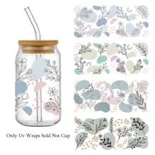 4pcs Bohemian Style Wild Flowers UV DTF Cup Sticker, Adhesive, Suitable For 16oz Glass Jars - DIY Packaging Stickers