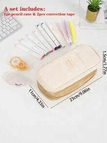 1 pieza Estuche para lápices expandible con compartimentos, Estuches para lápices de gran capacidad Estuche para lápices, Estuche para lápices portátil Organizador de papelería escolar grande, Bolsa de cosméticos para maquillaje - Caqui - Ver 10