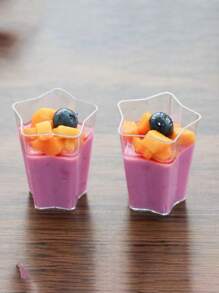 10个/20个一次性塑料创意迷你星形慕斯杯布丁杯提拉米苏杯果冻甜品杯无盖