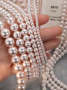 圆形白色仿贝壳珍珠项链串 | 珍珠颈链 | 女士珠宝 | 送给妈妈、妻子、姐妹、最好的朋友的生日圣诞礼物，不含礼品盒 - 40CM長度項鍊 - 查看 14