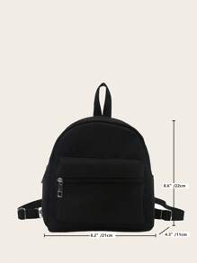 1 chiếc Balo học sinh mini đa năng - Túi đi làm họa tiết sọc dễ thương, có nhiều ngăn và dây đeo vai thoải mái - màu đen - Xem 2