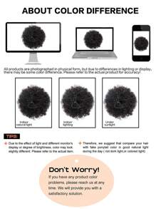 1 Piece Kids Mini Afro Puff Drawstring African Hair Bun Ponytail Fluffy Curls Synthetic Short Hair Extensions 's Updo Hair Bun Chignon For Girls Kids Daily New Year Christmas Wear Use Black Brown Colors