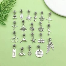 15/20pcs Mixed Antique Silver Alloy European Style Pendant Bracelet Spacer Charm DIY Pendant For Bracelet Necklace Jewelry Making Crafts Accessories Jewelry Supplies - Silver - View 12