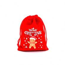 1 bolsa de regalo de Navidad - 1 pieza aleatoria de bolsa de regalo de franela con cordón, bolsa de embalaje de caramelos, 12 piezas (rojo) - Multicolor - Ver 9