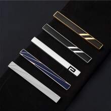 5pcs Men Fashion Personalized Versatile Tie Clips, Silver Business Casual Tie Pin Suitable For Formal Suit Wear Men Necktie
