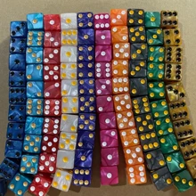 10pcs/套大孔骰子套装 - 方形珍珠骰子，适用于大理石棋盘游戏配件，非常适合棋盘游戏和派对乐趣，家庭聚会首选，适合角色扮演游戏，基于运气的桌面游戏 - 适合 14 岁以上。适合室内和室外游戏、多人游戏、朋友聚会、生日、婚礼和庆祝活动。游戏、新年、生日的绝佳礼物。 - 彩色 - 查看 2
