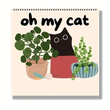 Oh My Cat 淘气猫 2025 挂历、可爱有趣爱猫人士 2025 日历、猫咪艺术办公室和宿舍装饰、猫妈妈礼物 - 彩色 - 查看 1
