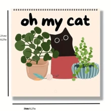 Oh My Cat 淘气猫 2025 挂历、可爱有趣爱猫人士 2025 日历、猫咪艺术办公室和宿舍装饰、猫妈妈礼物 - 彩色 - 查看 2