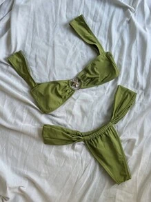 Conjunto de bikini sin tirantes para mujer, bikini sexy de playa para el verano