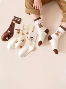 5 perechi de șosete pentru copii, șosete la jumătatea gambei pentru fete și băieți, potrivite pentru toate anotimpurile - Multicolor - Vizualizare 8