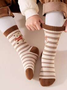 5 perechi de șosete pentru copii, șosete la jumătatea gambei pentru fete și băieți, potrivite pentru toate anotimpurile - Multicolor - Vizualizare 5