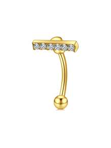 CIZME 1PC 16G Rook Piercing Jewelry Silvery Golden Stainless Steel Eyebrow Piercing Jewelry Crystal Heart CZ Moon Water-Drop Shape Opal Cubic Zirconia Eyebrow Rings Eyes Rook Earrings For Women Valentines,Mom,Mother,Mother's Day,Gift - Gold + Silver - View 24