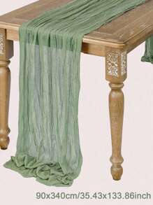 5pcs 90*180cm Green Pleated Table Runner Perfect For Wedding Birthday Babe Shower Party Room Table Decoration, Wedding Anniversary And Banquets Party Supplies, Gauze Table Cover Table Runner Back To School Valentine Day