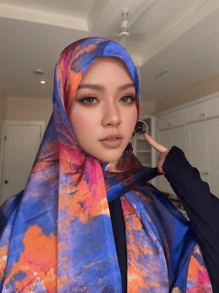 1 chiếc khăn trùm đầu nhuộm loang màu Hồi giáo mềm mại và thoải mái, thích hợp để che nắng và gió khi ra ngoài - 180*80 - Xem 6