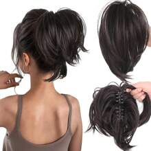 Synthetic Heat-Resistant Wig Hair Bun Messy Elastic Band Hair Bundle Coiffure Hairpiece Ladies Ponytail Scrunchy Clip Wig Christmas Holiday Wig