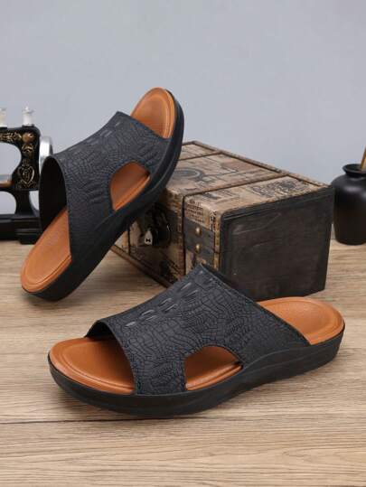 大码男士夏季高端防滑厚底拖鞋，休闲沙滩凉鞋