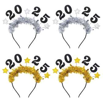 1pc Happy New Year Headband Crown For Women Men, Gold Silver Glitter Headband 2025 New Year Headband Accessories New Year Party Supplies Best Gifts Birthday