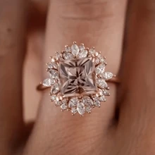 Luxuriöser und modischer Damenring, exquisit in 18 Karat Roségold-Beschichtung mit eingebettetem champagnerfarbenem kubischen Zirkonia, geeignet als Damenbrautring, romantisches Jahrestags-Geschenk, Verlobungsschmuck, Geburtstagsgeschenk